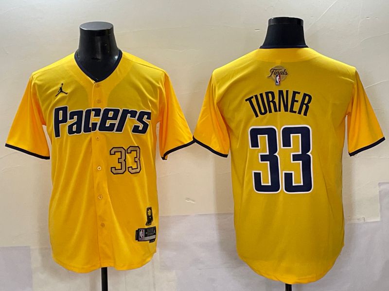 Men 2025 Indiana Pacers #33 Turner Yellow Joint Name NBA Jersey style 25->->NBA Jersey